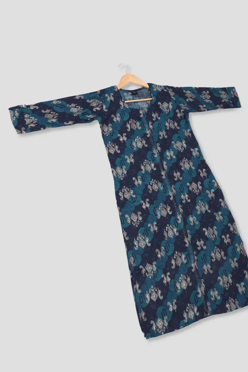 Cotton Blend Printed Kurti For Women 015341XXLBLU - Blue kurti - XXL kurti