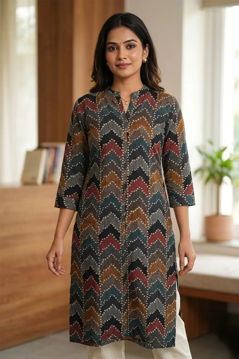 Women's Cotton Blend Geometric Print kurti