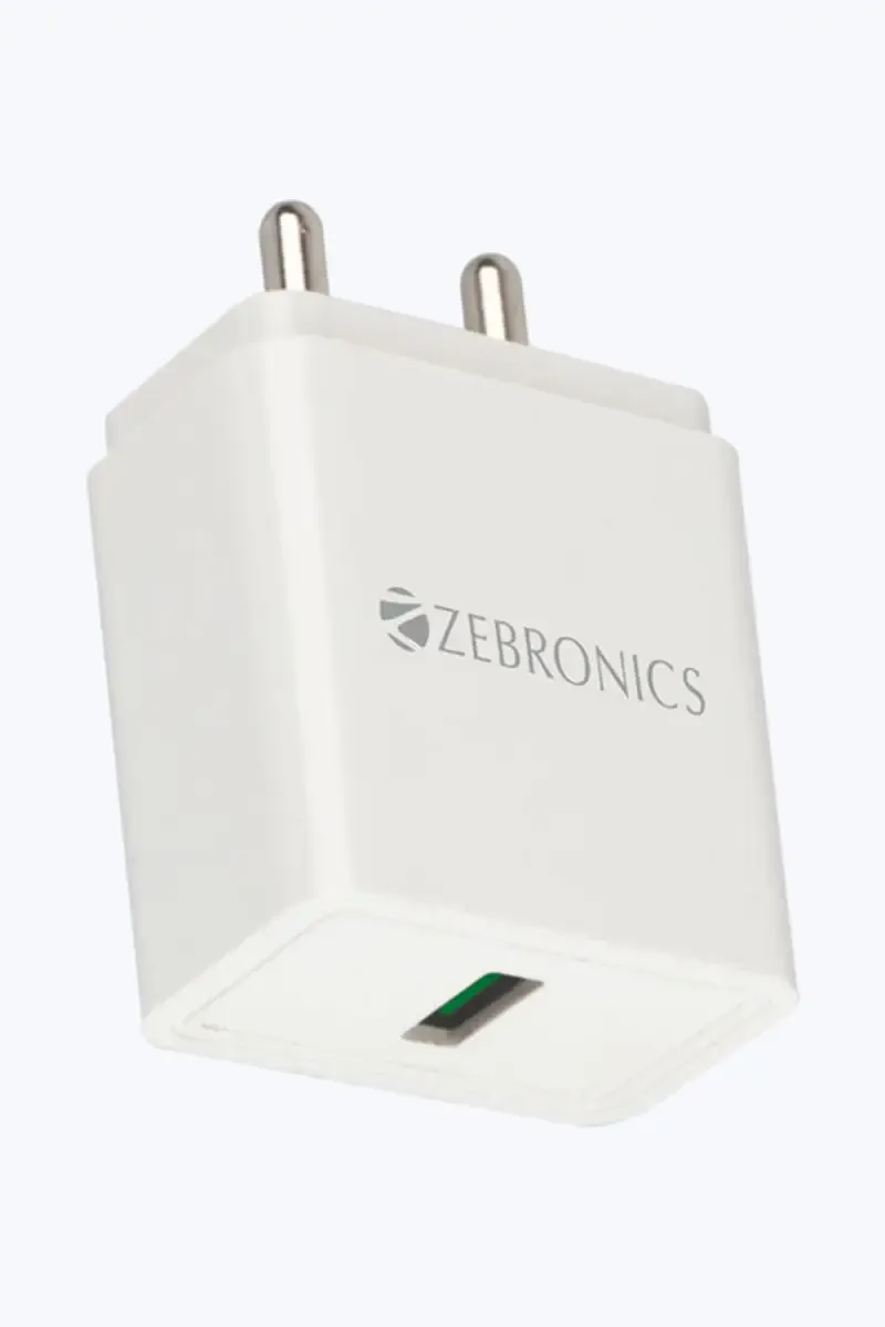 Zebronics MA100B 18 W USB Single Port Rapid Charging Adapter with Type-C Cable (White)