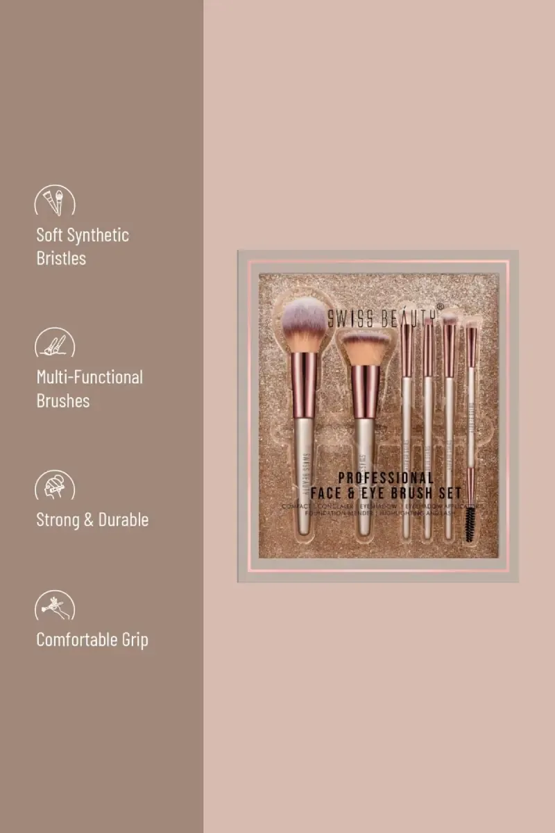 Swiss Beauty Professional Face & Eye Brush Set (Multicolor)– 6 Pcs