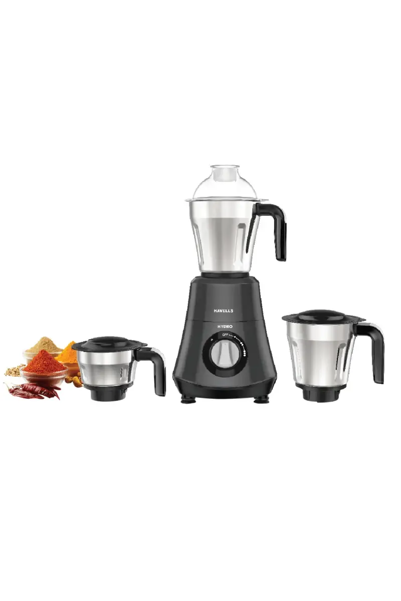 Havells Hydro 750 W Mixer Grinder with 3 Jars (Grey)