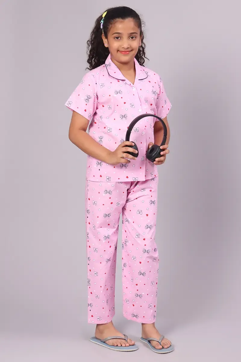 Girl's Cotton Printed Pyjama Set (1 - 10 Yrs)