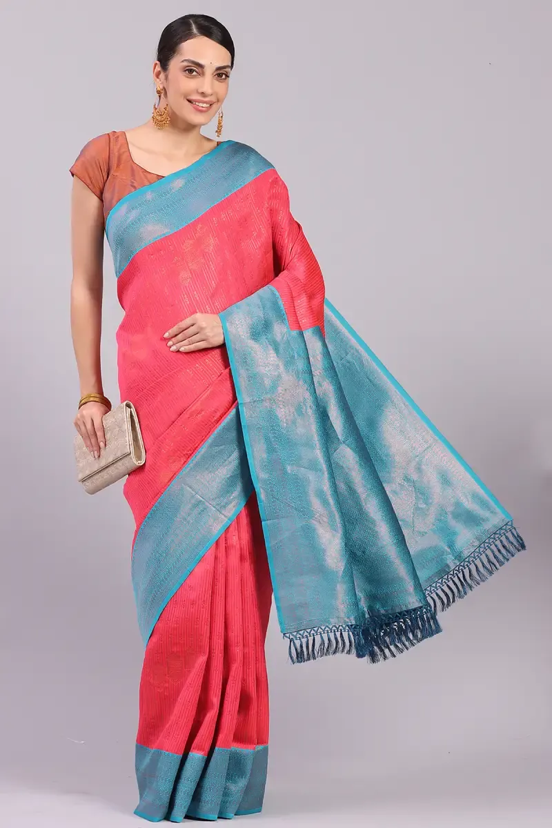 Art Silk Woven Design Saree with Unstitched Blouse for Women