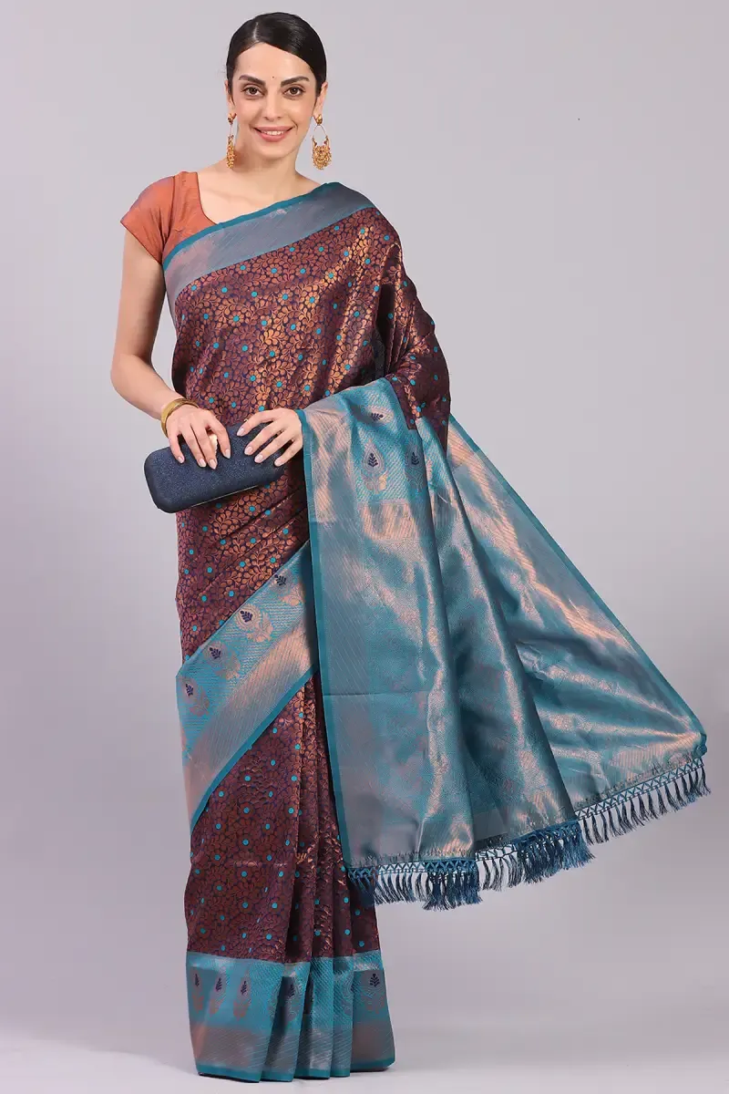 Art Silk Woven Design Saree with Unstitched Blouse for Women