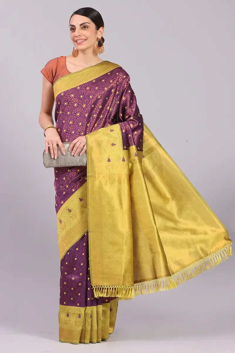 Art Silk Woven Design Saree with Unstitched Blouse for Women