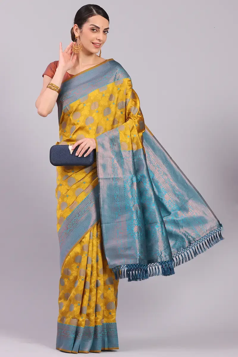 Art Silk Woven Design Saree with Unstitched Blouse for Women