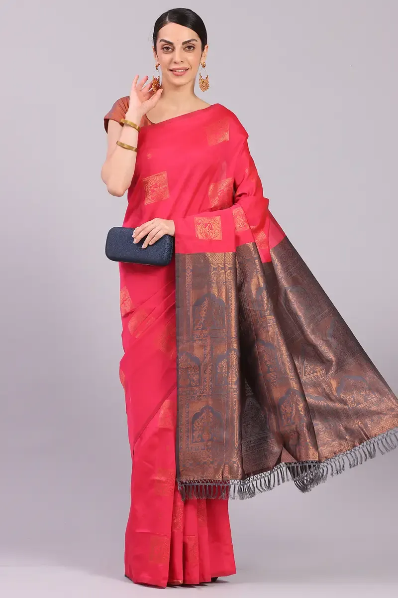 Art Silk Woven Design Saree with Unstitched Blouse for Women 015605GREFRESIZ