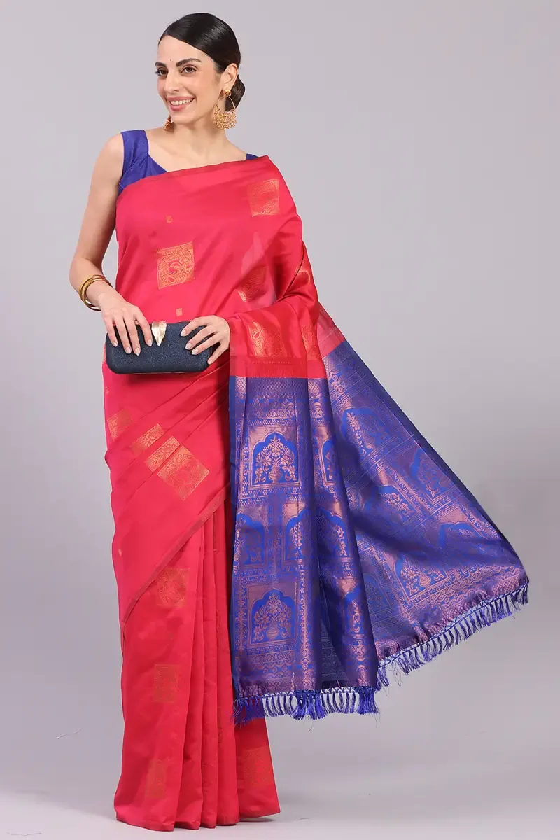 Art Silk Woven Design Saree with Unstitched Blouse for Women 015605ROYBLUFRESIZ2