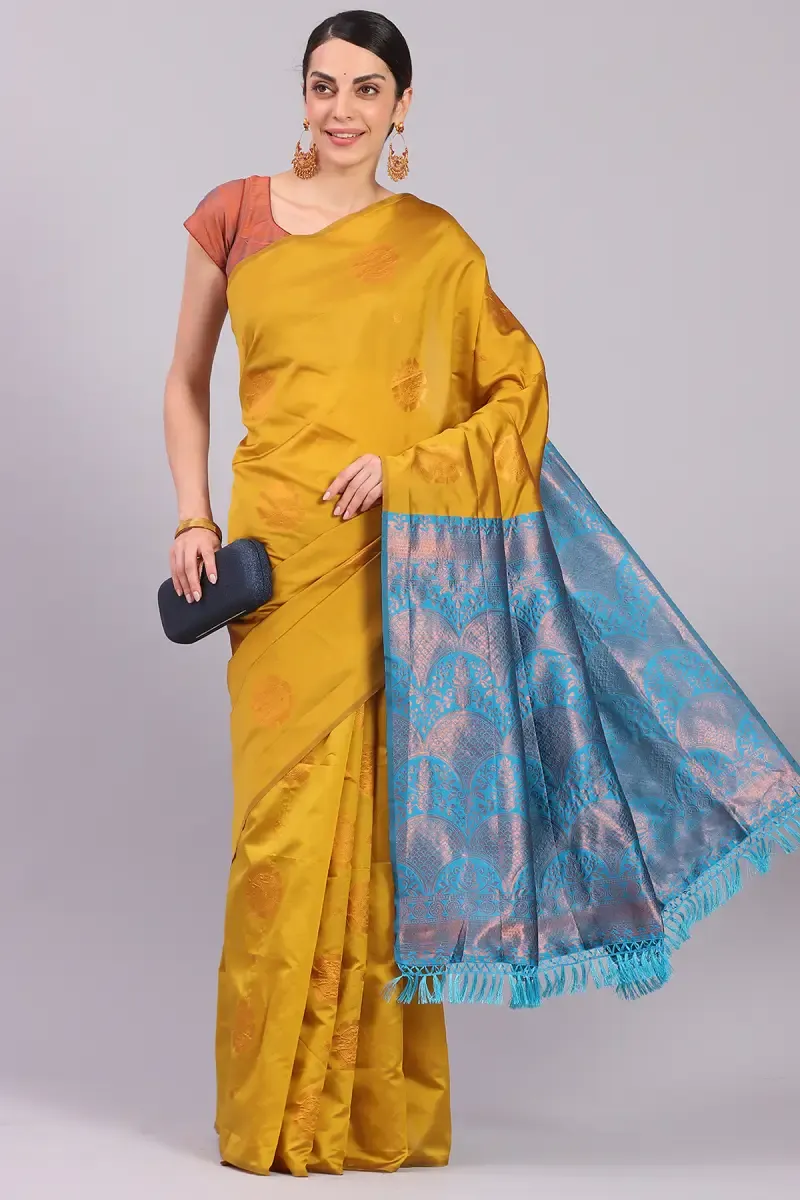 Art Silk Woven Design Saree with Unstitched Blouse for Women 015607BLUFRESIZ