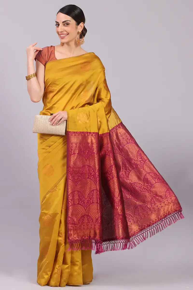 Art Silk Woven Design Saree with Unstitched Blouse for Women 015607MAGFRESIZ