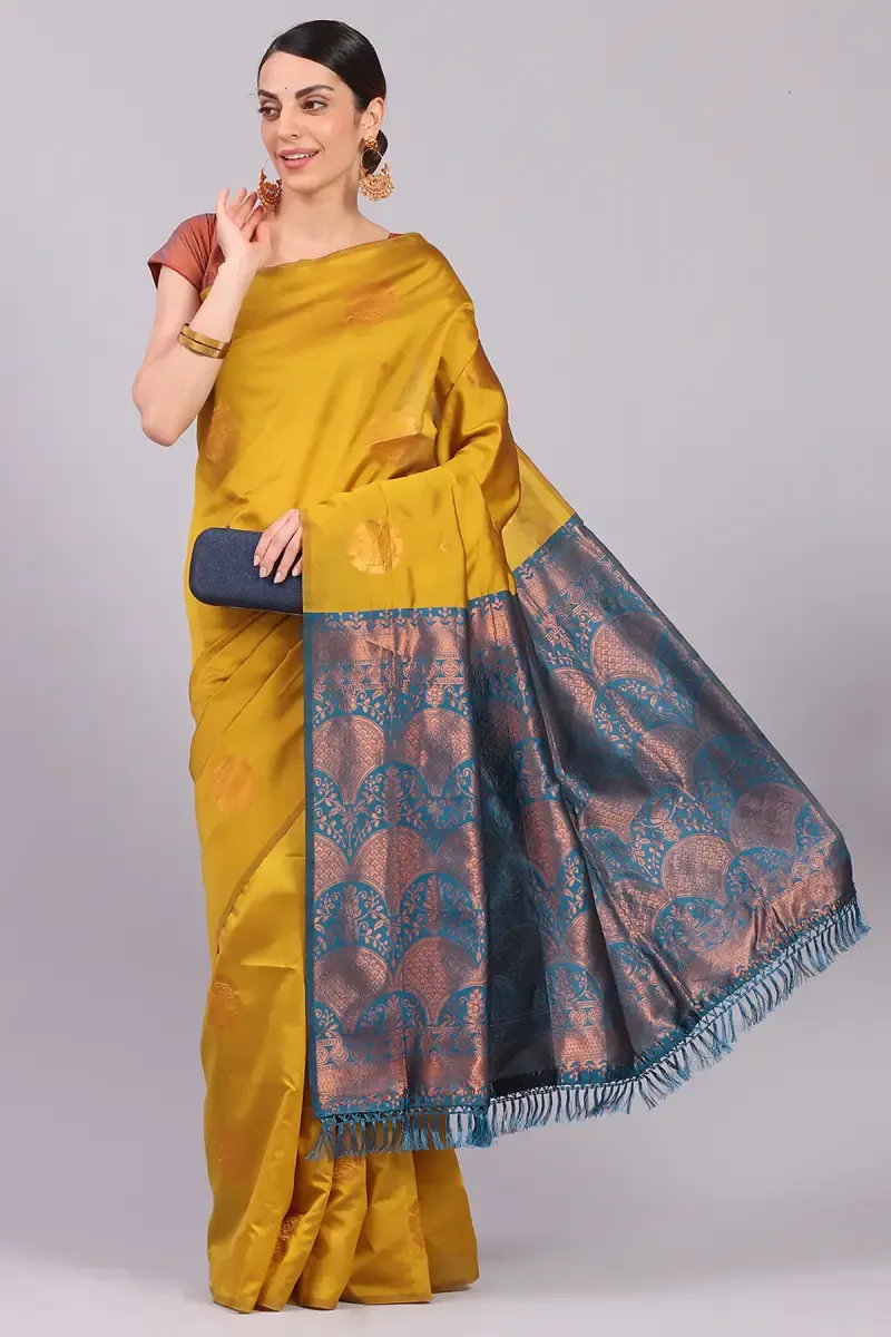 Art Silk Woven Design Saree with Unstitched Blouse for Women 015607TEAFRESIZ