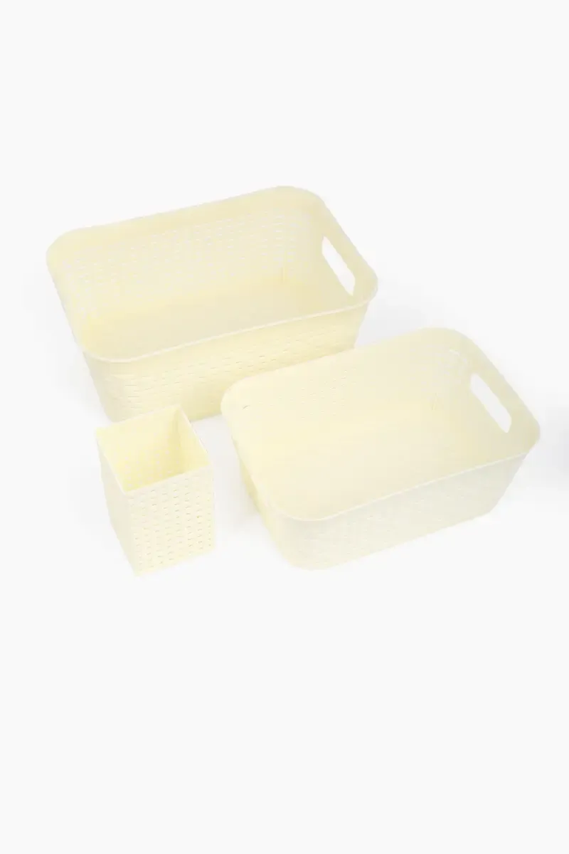 Liza Plastic Multipurpose Storage Basket - Set of 3
