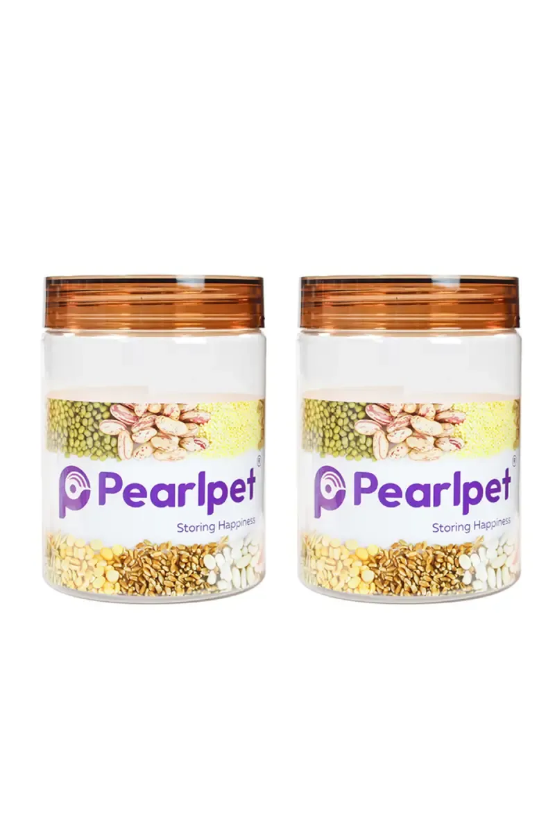 Pearlpet Plastic Tiffany Jar Container, Set of 2 - 1000ml (Each)