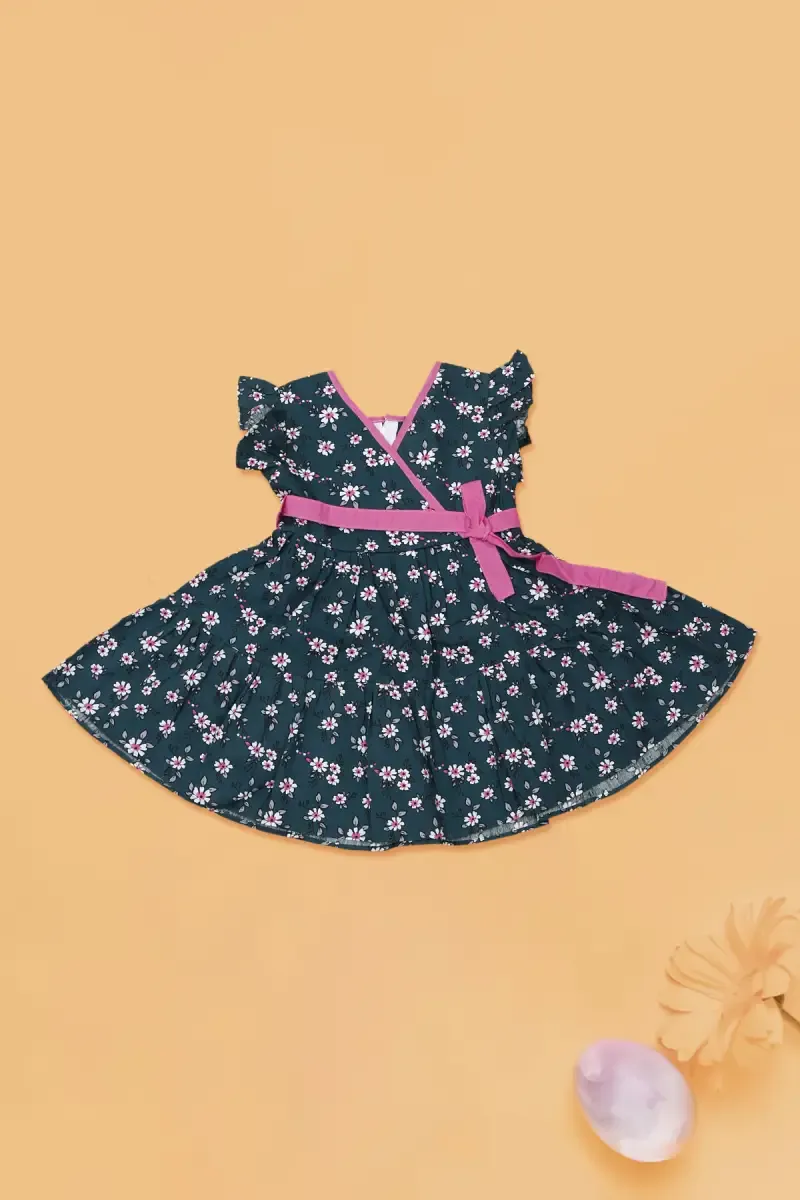 Just Born Baby Girl's Printed Frock 