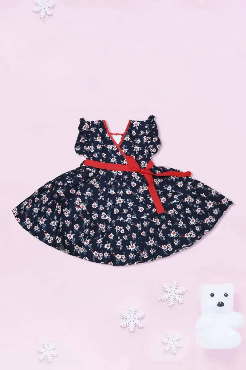 Just Born Baby Girl's Printed Frock 