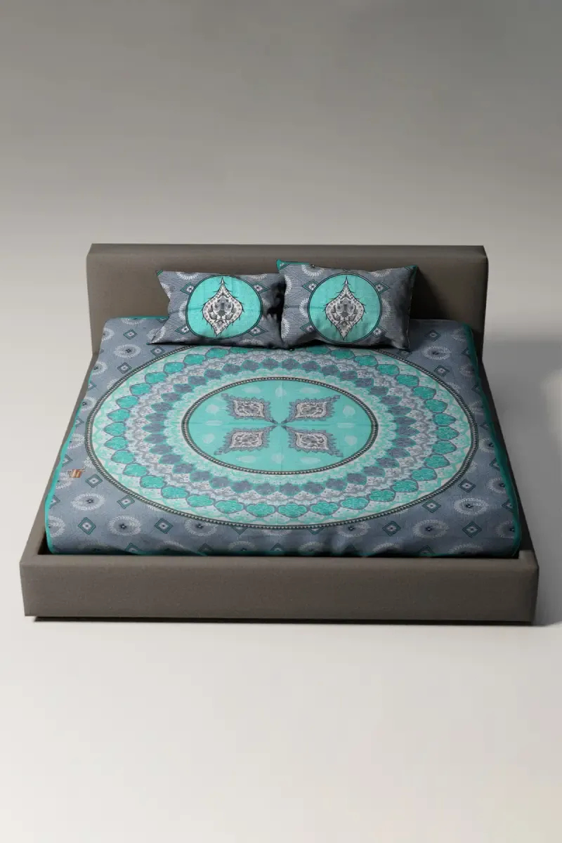 Cotton Printed Double Size Bedsheet with 2 Pillow Covers - Set of 3