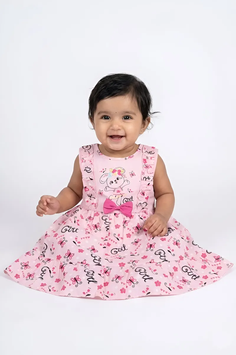 Baby Girl's Cotton Printed Frock 015662PIN06M
