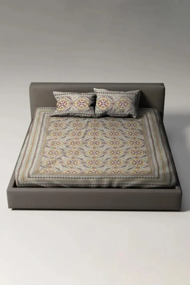 Cotton Diamond Printed Single Size Bedsheet with 2 Pillow Cover Set - Pack of 1 015676SIN/2PILCOVYEL 015676SIN2PILCOVYEL