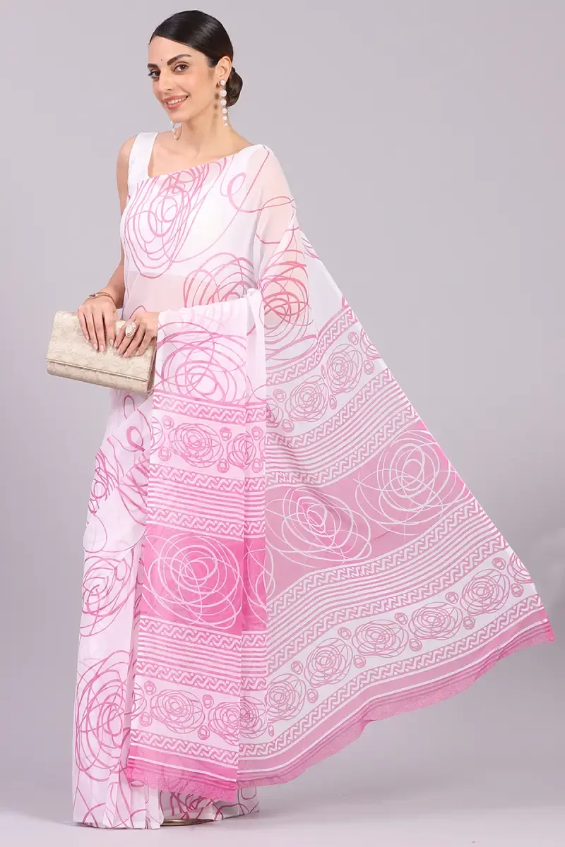 Georgette Printed Saree for Women 015720PINFRESIZ