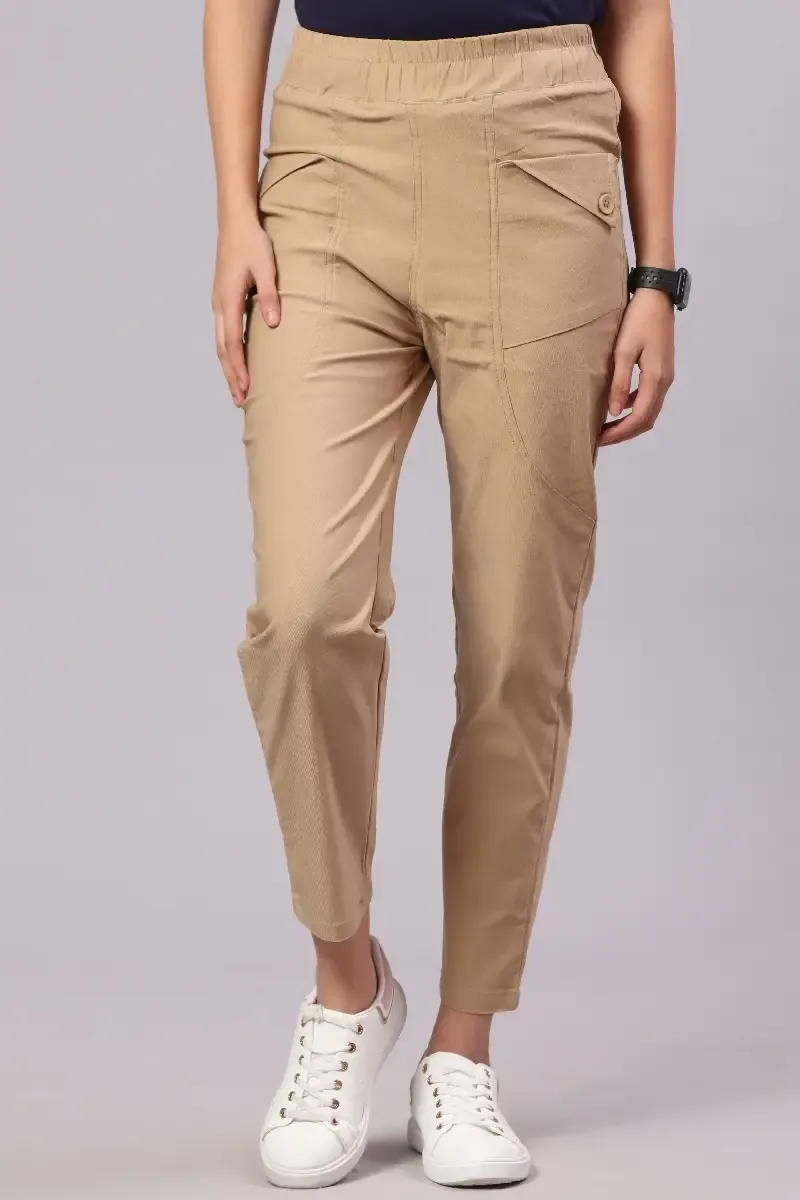 Cotton Lycra Solid Jeggings for Women 015746BEIXXL