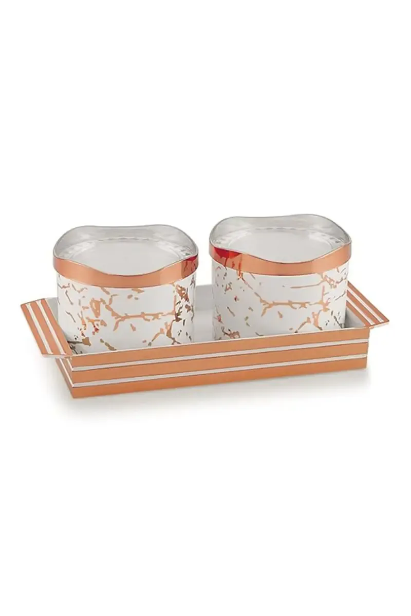 Liza Plastic Hibiki Serving Tray with 2 Jars - 400 ml (Each)