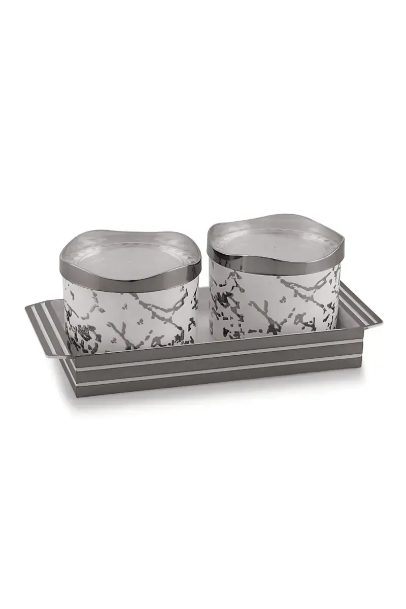Liza Plastic Hibiki Serving Tray with 2 Jars - 400 ml (Each)
