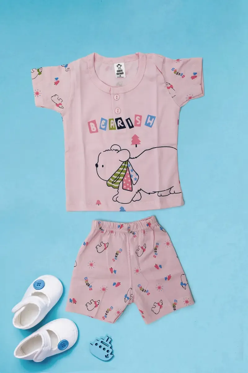 Cotton T-shirt with Shorts Set for Just Born (2-Pcs Set) 015850BABPIN03M