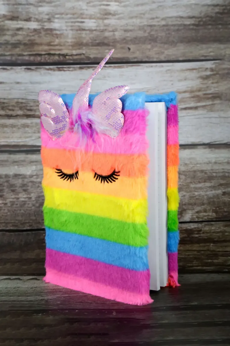 Pastel Rainbow Unicorn Fur-Covered Ruled Diary for Kids - ( Color May Vary )