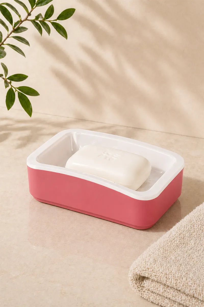 Liza Plastic Soap Case - 13cm 015892OFFWHI&PINPLA 015892OFFWHIPINPLA