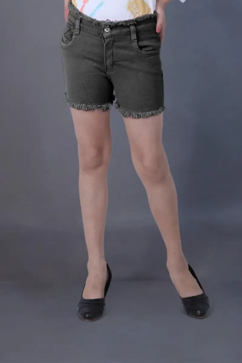 Denim Solid Shorts For Girls (1-16 Yrs) 015896BLA12YRS