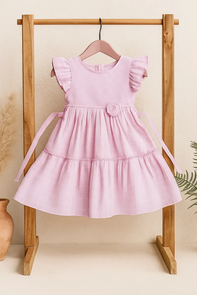 Rayon Solid A-Line Frock for Girls