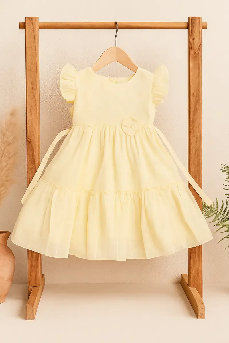 Rayon Solid A-Line Frock for Girls 016175LIGYEL56YRS