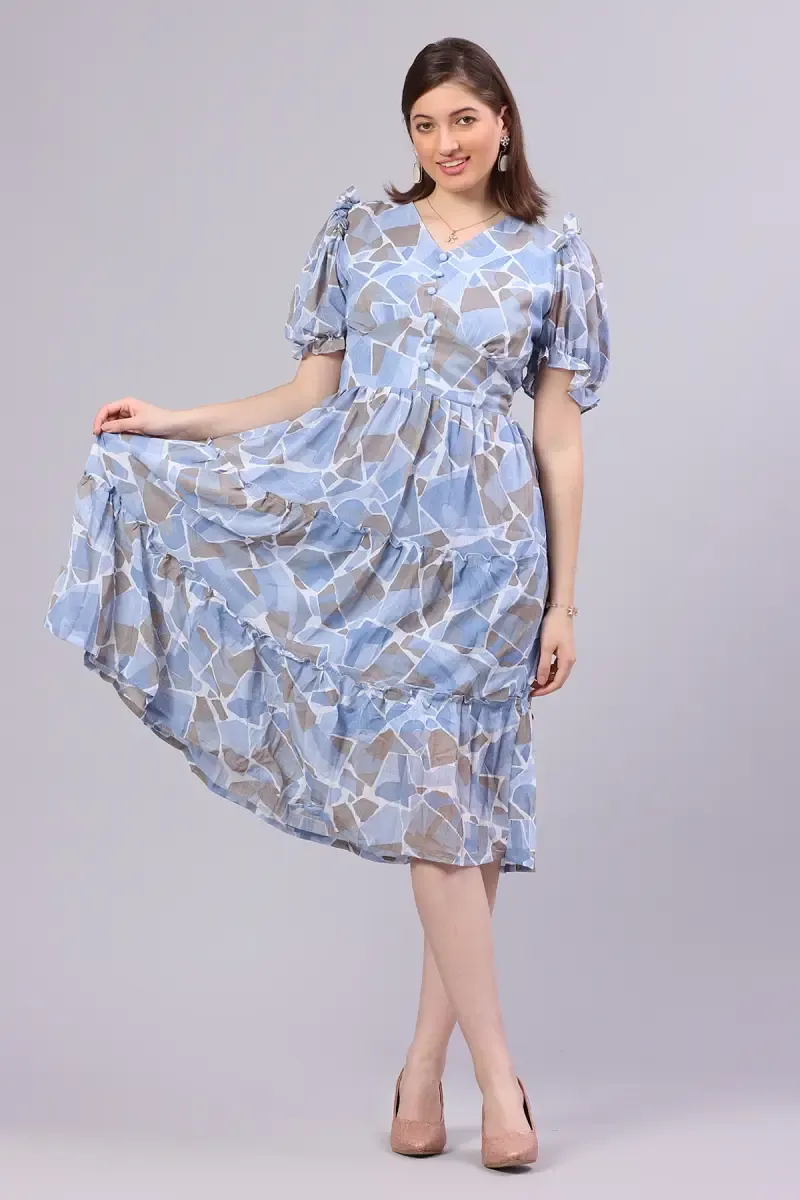 Women's Georgette Abstract Printed Dress