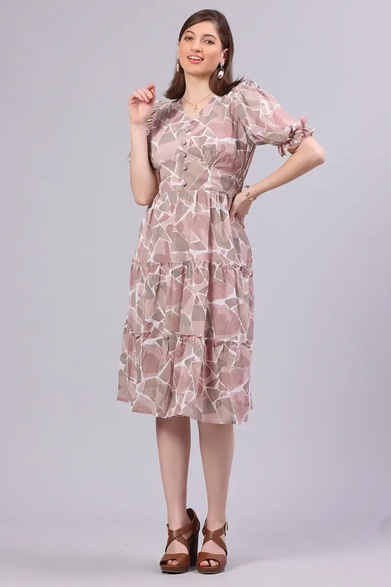 Women's Georgette Abstract Printed Dress