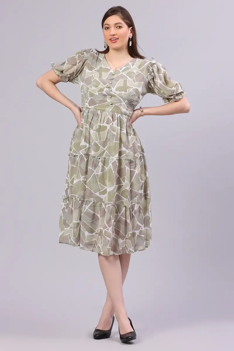 Women's Georgette Abstract Printed Dress