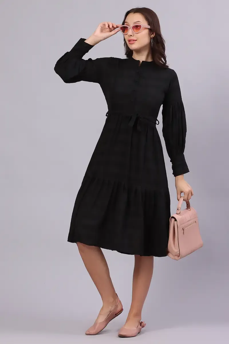 Women's Georgette Striped A-Line Dress 016267BLAXXL