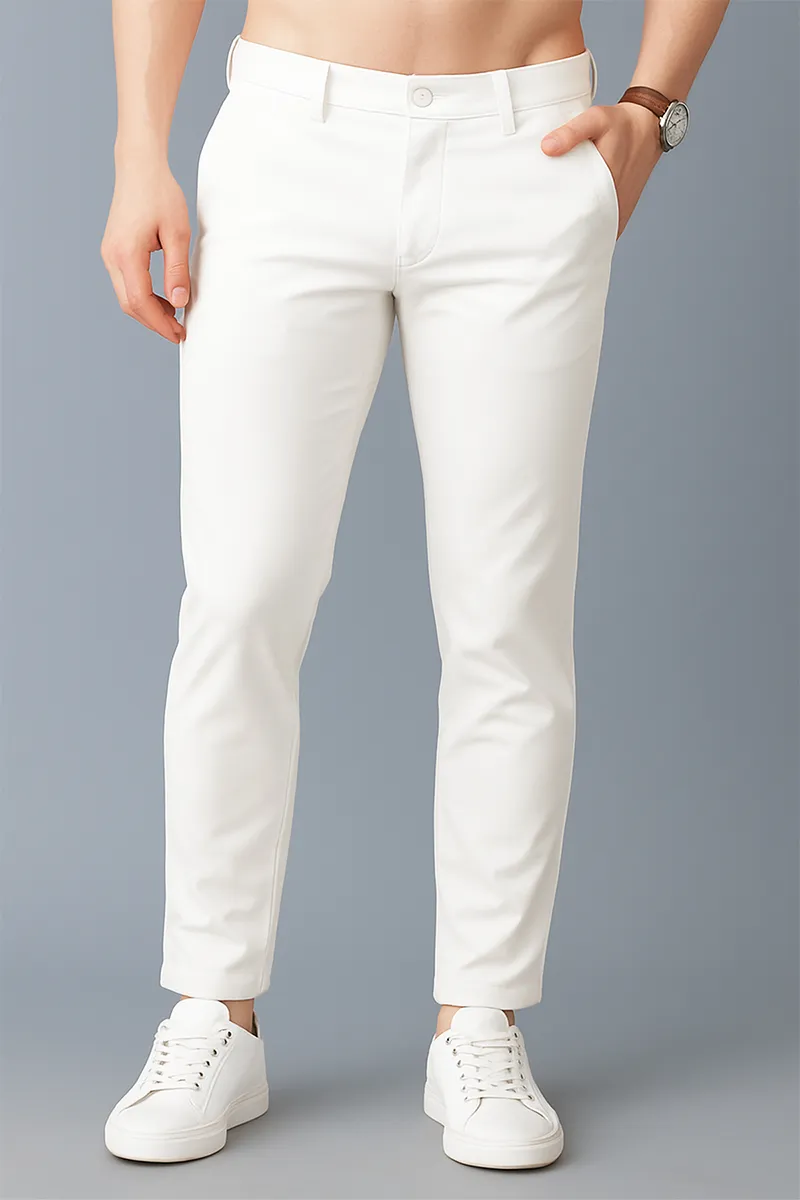 Men's Solid - 2 Way Stretch Cotton Stain Proof Pant 01628240OFFWHI