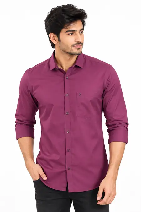 Men Cotton Slim Fit - Stain Proof Shirt 016287DUSPIN38