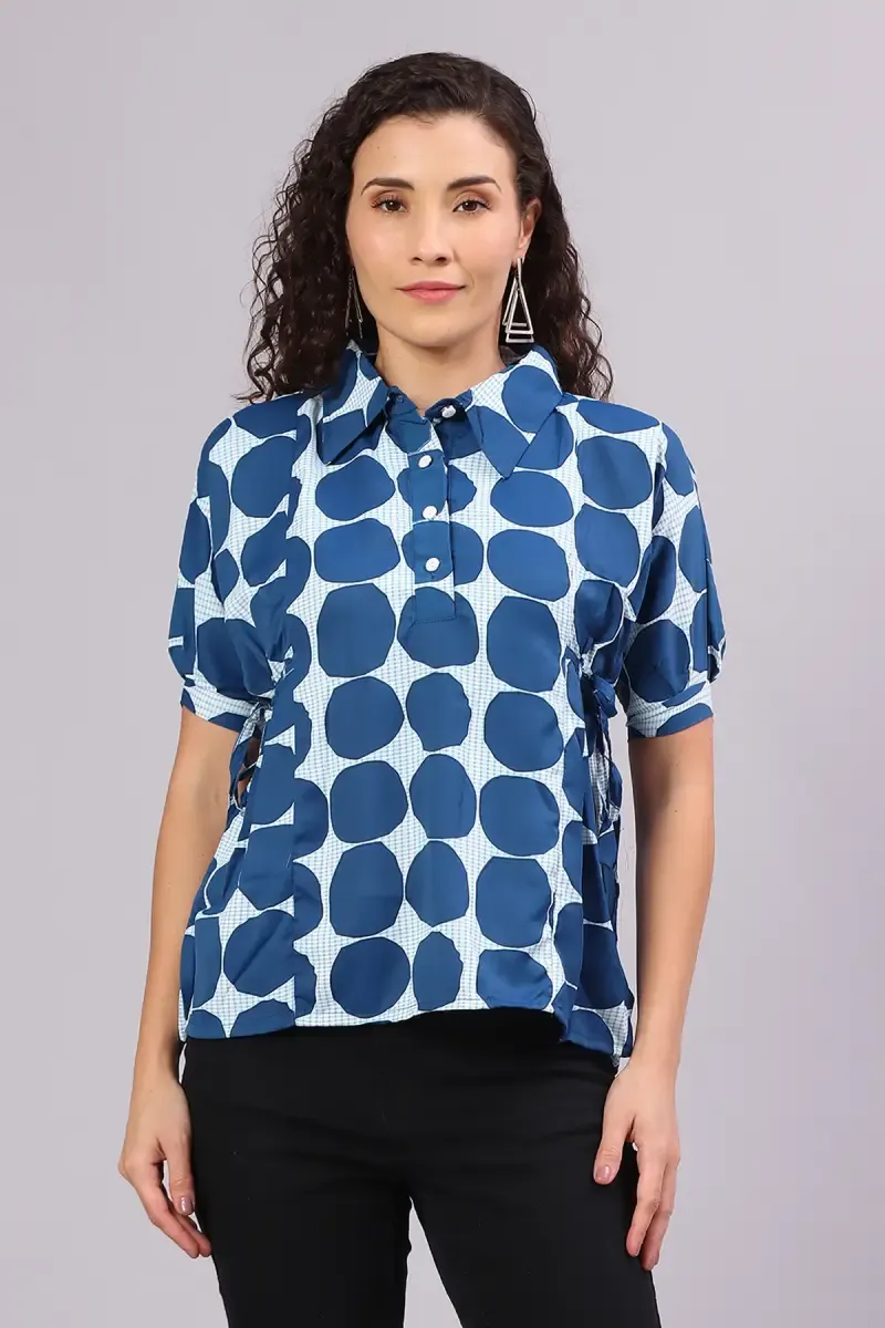 Crepe Polka Dot Printed Top for Women 016295XXLTEA