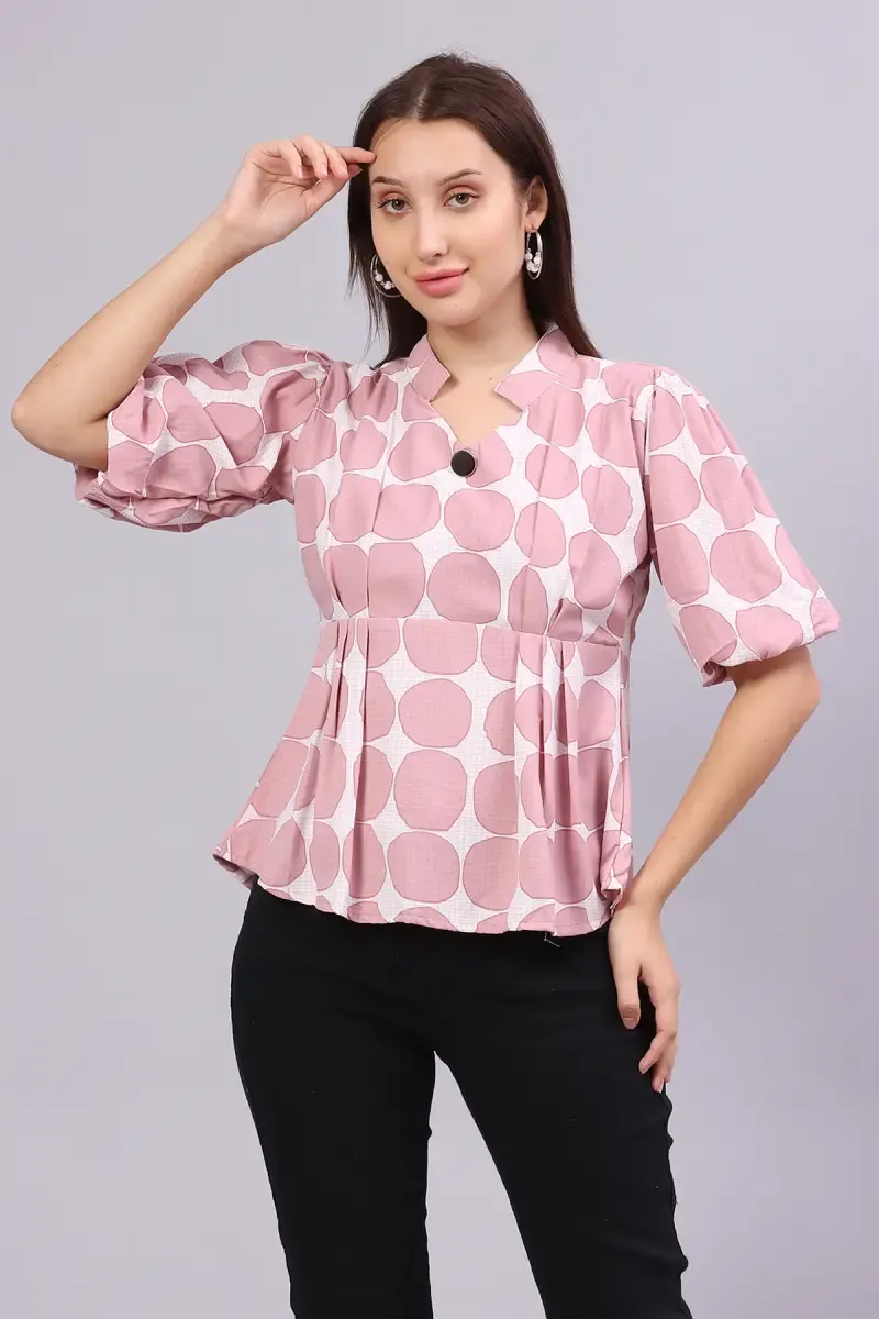 Crepe Polka Dot Printed Top for Women 016297LDUSPIN