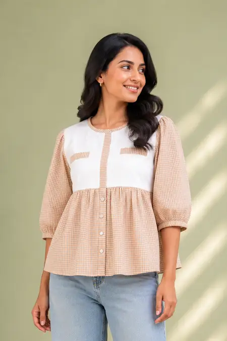 Corduroy Solid Top for Women 016299XXLCRE