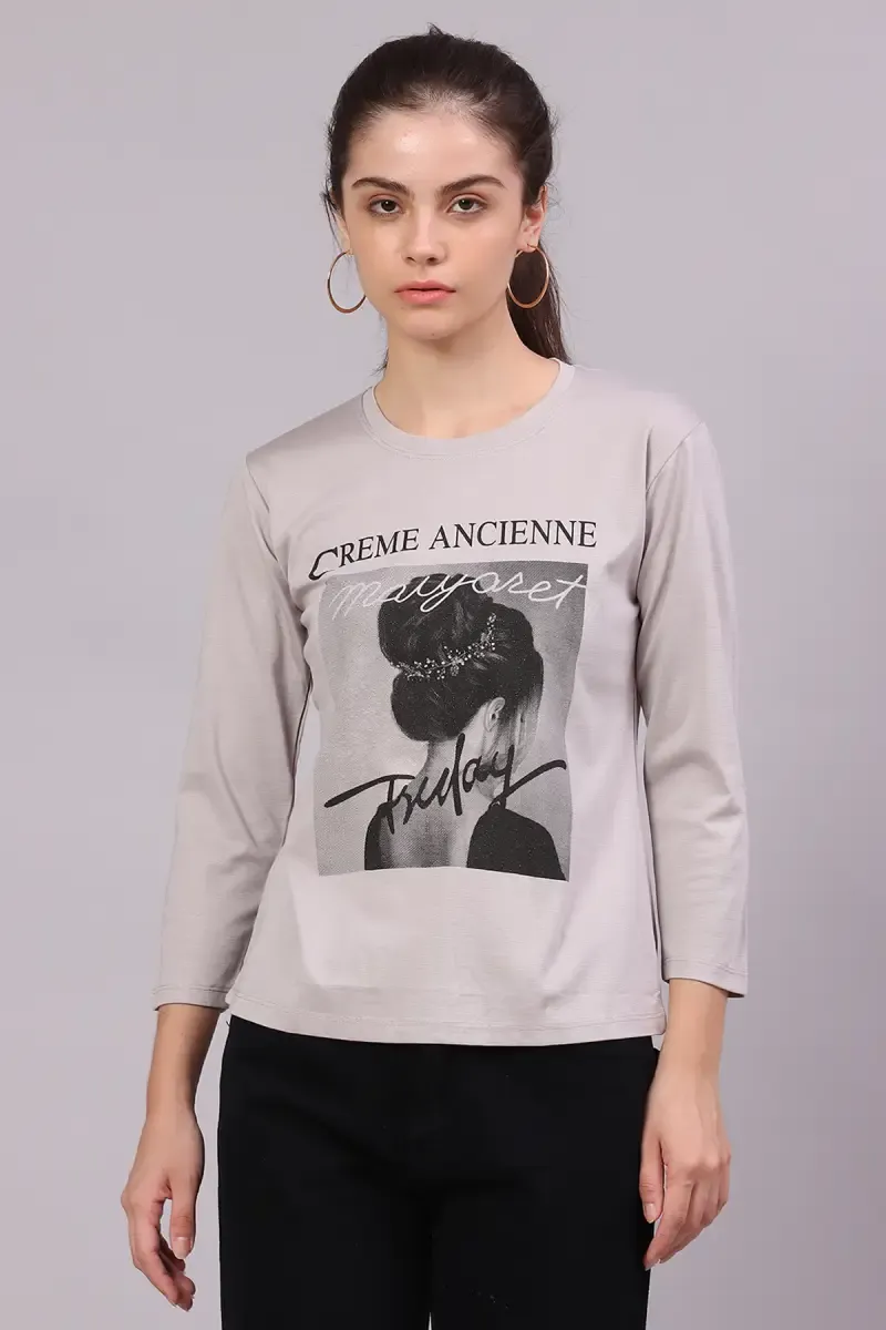 Cotton Lycra Graphic Printed T-Shirt for Women 016306XXLGRE