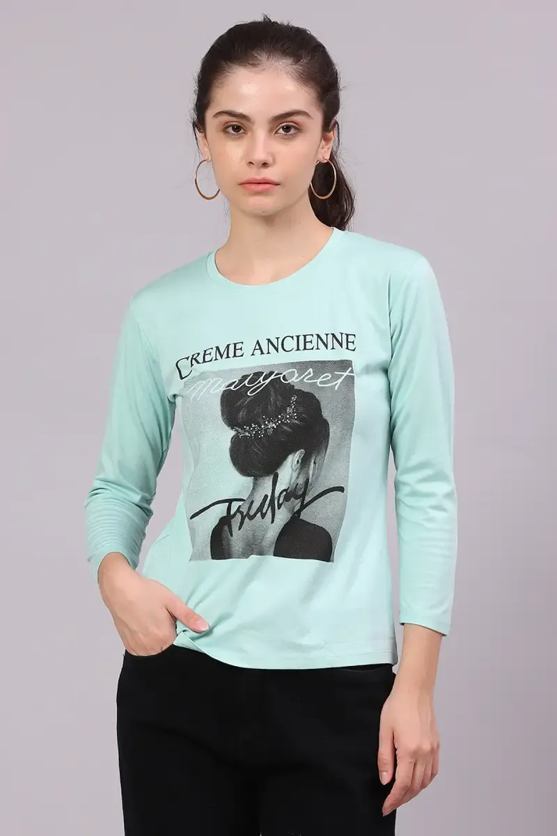 Cotton Lycra Graphic Printed T-Shirt for Women 016306XXLLIGGRE