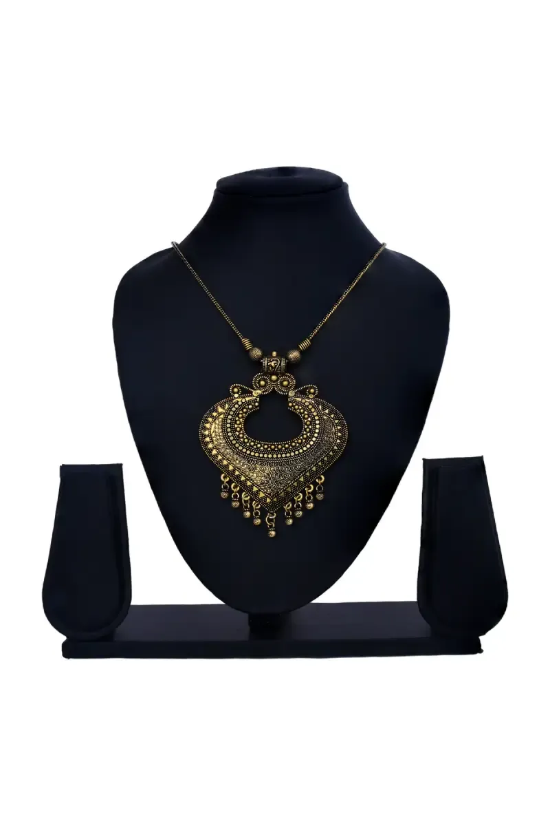 Oxidized Gold Heart Pendant Necklace for Girls & Women