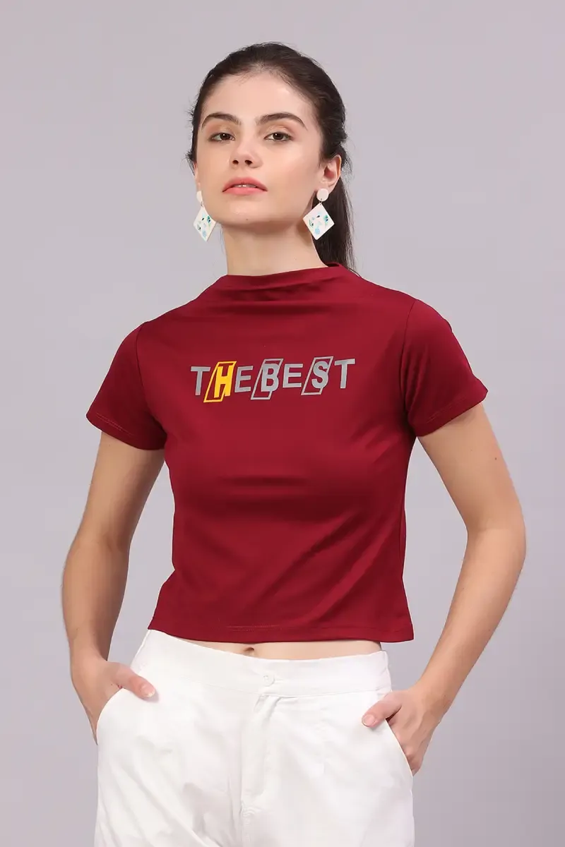 Cotton Lycra Typographic Printed T-Shirt for Women 016311XXLMAR