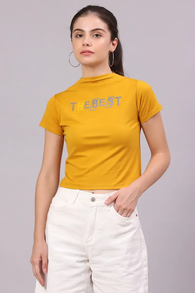 Cotton Lycra Typographic Printed T-Shirt for Women 016311XXLMUS