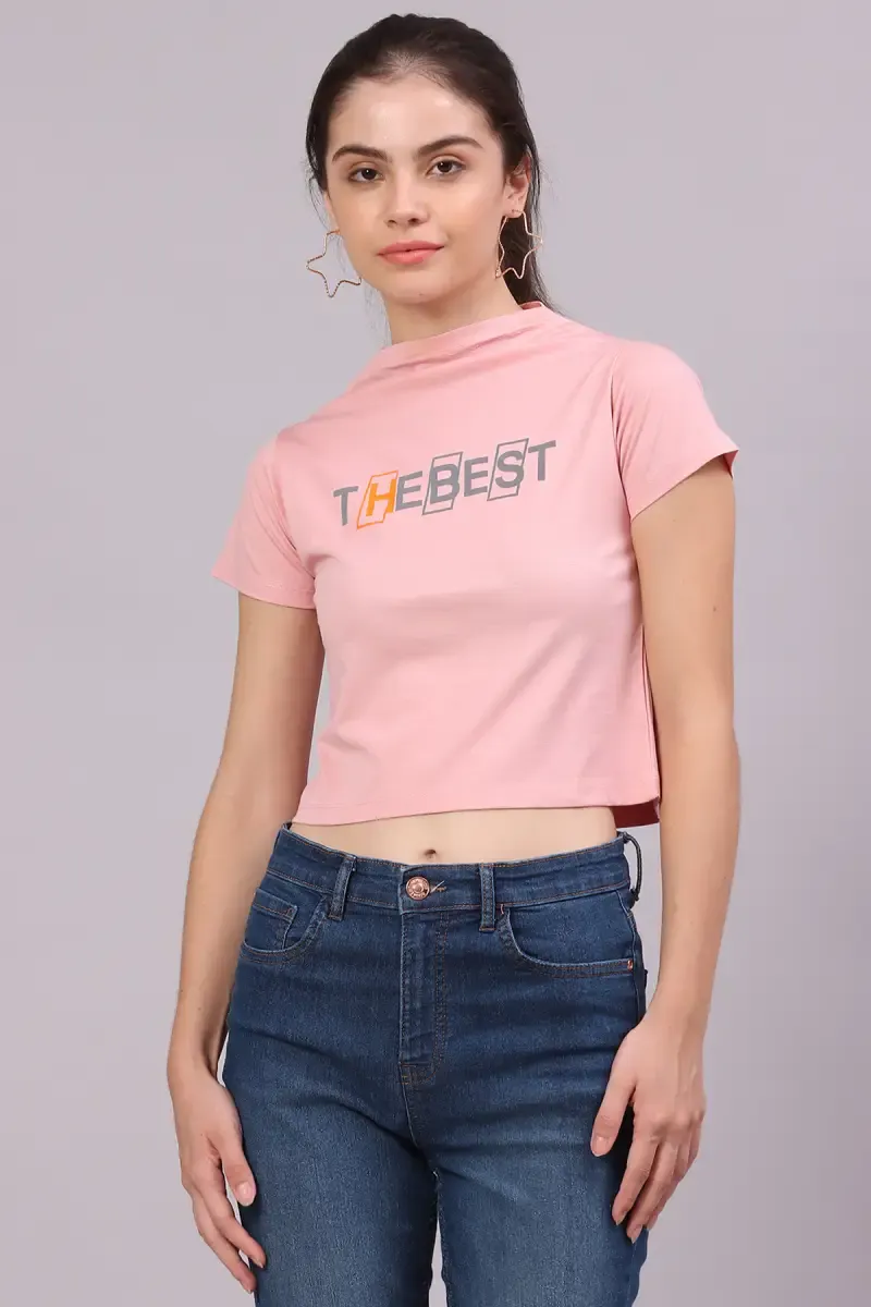 Cotton Lycra Typographic Printed T-Shirt for Women 016311XXLPEA