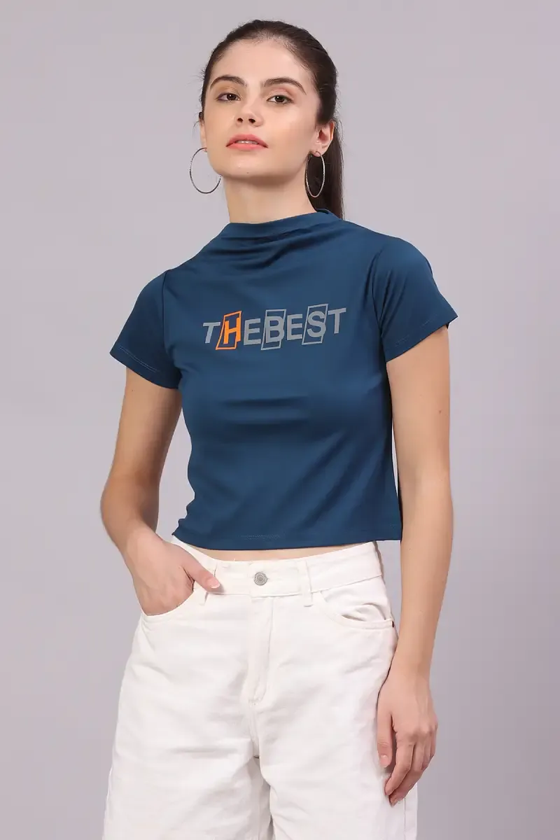 Cotton Lycra Typographic Printed T-Shirt for Women 016311XXLTEA