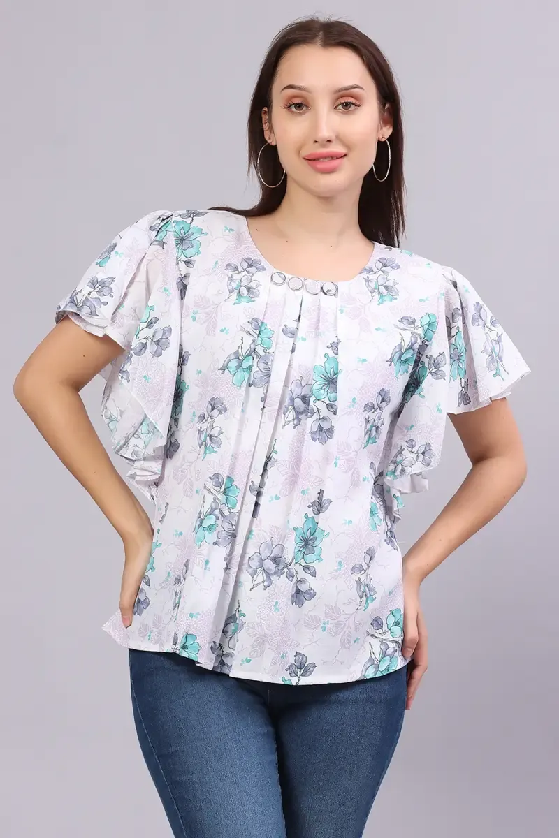 Polyester Floral Print Tops for Women 016313XXLAQU