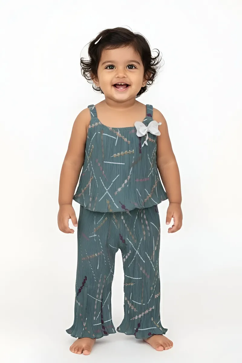 Baby Girl's Printed Jumpsuit 016314BLUGRE612